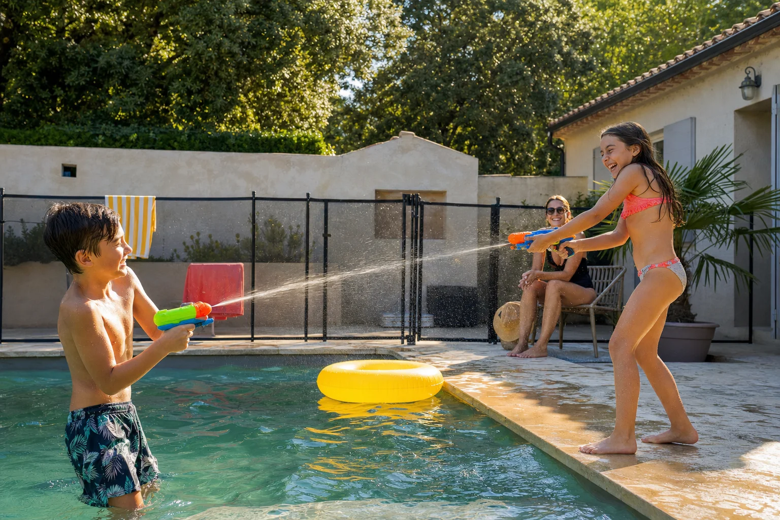 Jeux dans une piscine