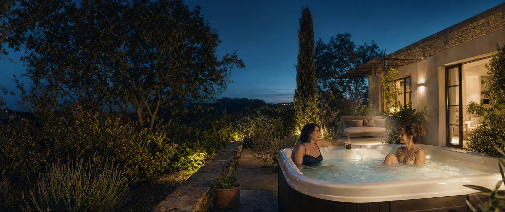 Jacuzzi privé dans un jardin